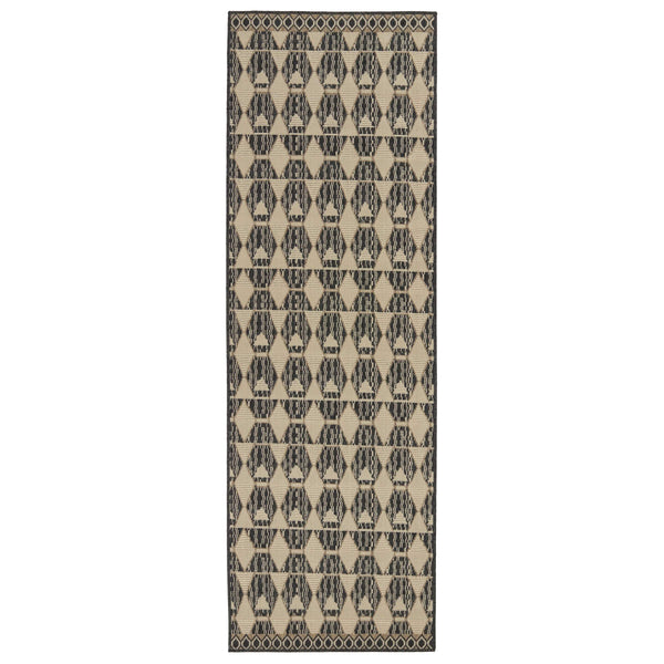 Jaipur Living Vibe by Jaipur Living Maji Polypropylene Geometric Lattice Indoor Outdoor Area Rug Black 2'6"X8' RUG150275