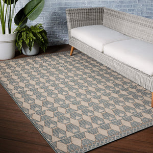 Jaipur Living Vibe by Jaipur Living Maji Polypropylene Geometric Lattice Indoor Outdoor Area Rug Sea Green 8'X10' RUG150284