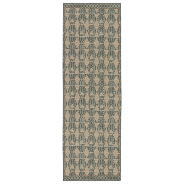 Jaipur Living Vibe by Jaipur Living Maji Polypropylene Geometric Lattice Indoor Outdoor Area Rug Sea Green 2'6"X8' RUG150281
