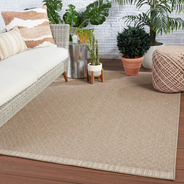 Jaipur Living Vibe by Jaipur Living Almasi Polypropylene Trellis Indoor Outdoor Area Rug Dark Taupe 8'X10' RUG150290
