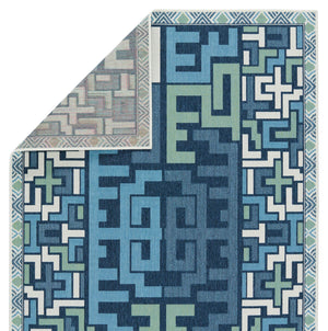 Jaipur Living Vibe by Jaipur Living Arpino Polypropylene Geometric Runner Rug for Indoor Outdoor Spaces Blue 2'6"X8' RUG153447