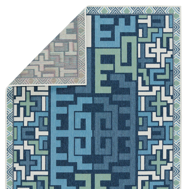 Jaipur Living Vibe by Jaipur Living Arpino Polypropylene Geometric Runner Rug for Indoor Outdoor Spaces Blue 2'6"X8' RUG153447