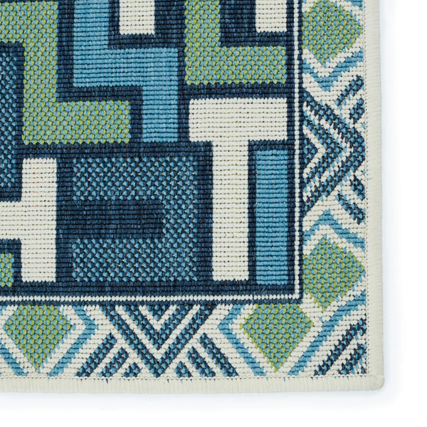 Jaipur Living Vibe by Jaipur Living Arpino Polypropylene Geometric Runner Rug for Indoor Outdoor Spaces Blue 2'6"X8' RUG153447