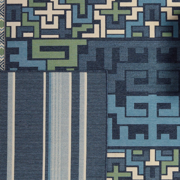 Jaipur Living Vibe by Jaipur Living Arpino Polypropylene Geometric Runner Rug for Indoor Outdoor Spaces Blue 2'6"X8' RUG153447
