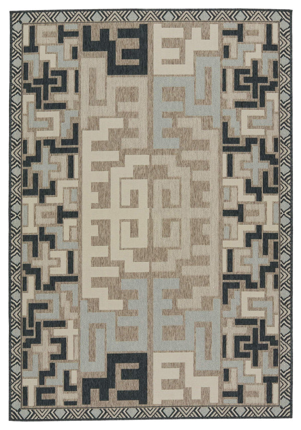 Jaipur Living Vibe by Jaipur Living Arpino Polypropylene Geometric Runner Rug for Indoor Outdoor Spaces Beige 2'6"X8' RUG153453