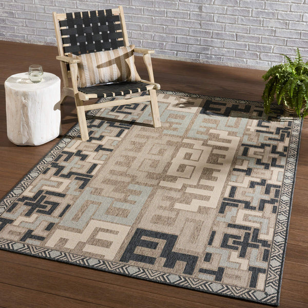 Jaipur Living Vibe by Jaipur Living Arpino Polypropylene Geometric Runner Rug for Indoor Outdoor Spaces Beige 2'6"X8' RUG153453