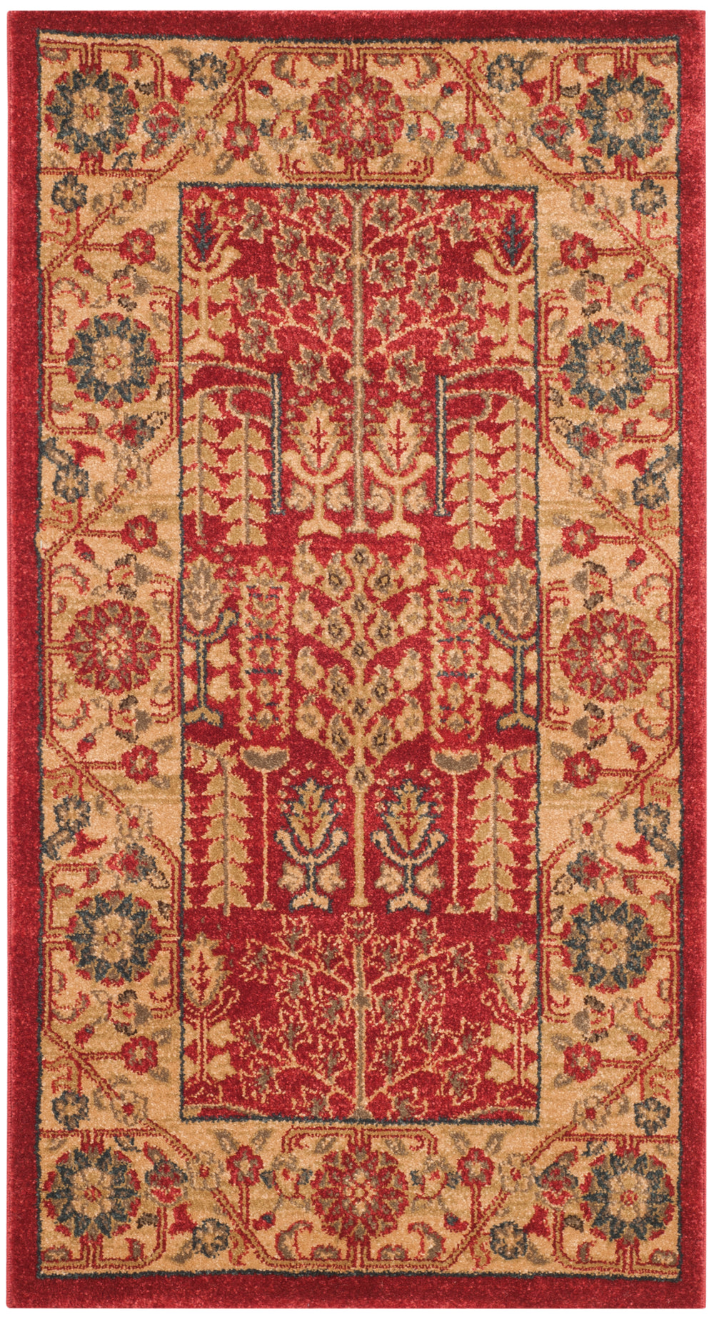 Safavieh Mahal Traditional Area Rug In Striking Red And Natural, Crafted In Turkey For Timeless Elegance Red ,Natural Polypropylene Mah697a-5r