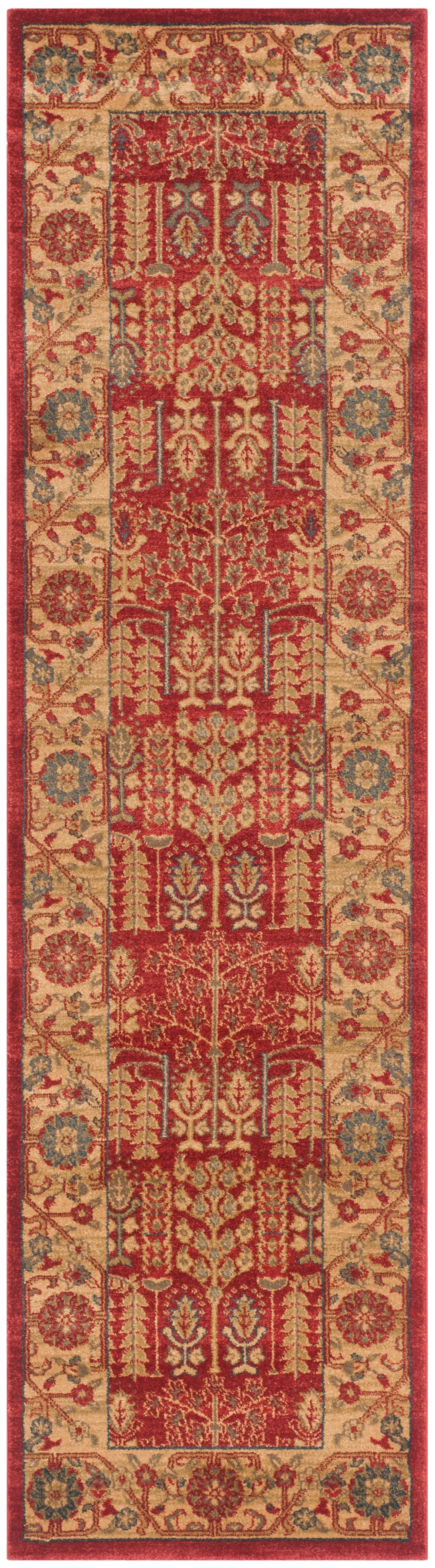 Safavieh Mahal Traditional Area Rug In Striking Red And Natural, Crafted In Turkey For Timeless Elegance Red ,Natural Polypropylene Mah697a-5r