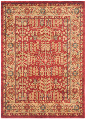 Safavieh Mahal Traditional Area Rug In Striking Red And Natural, Crafted In Turkey For Timeless Elegance Red ,Natural Polypropylene Mah697a-5r