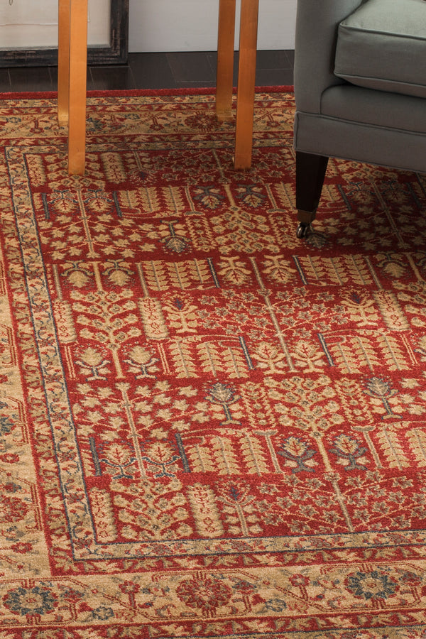 Safavieh Mahal Traditional Area Rug In Striking Red And Natural, Crafted In Turkey For Timeless Elegance Red ,Natural Polypropylene Mah697a-5r