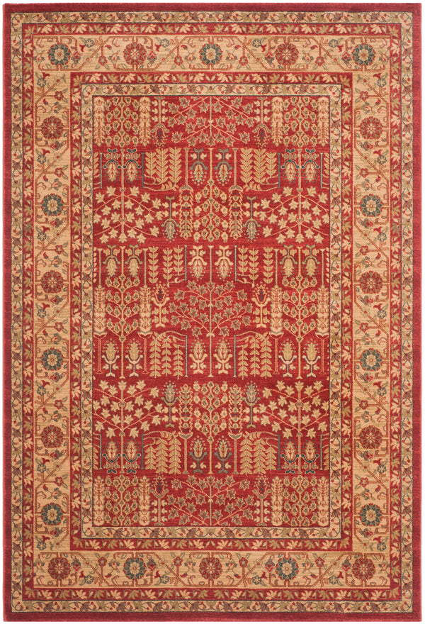Safavieh Mahal Traditional Area Rug In Striking Red And Natural, Crafted In Turkey For Timeless Elegance Red ,Natural Polypropylene Mah697a-5r