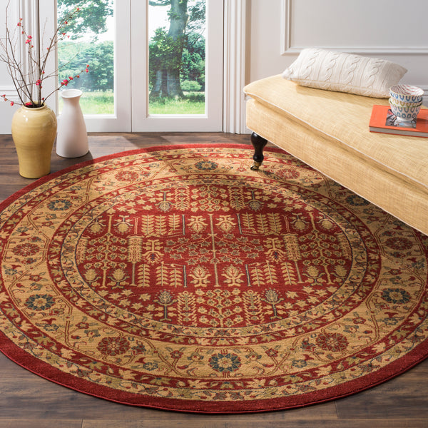 Safavieh Mahal Traditional Area Rug In Striking Red And Natural, Crafted In Turkey For Timeless Elegance Red ,Natural Polypropylene Mah697a-5r