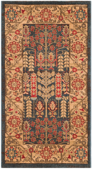 Safavieh Mahal Traditional Area Rug In Striking Red And Natural, Crafted In Turkey For Timeless Elegance Navy ,Natural Polypropylene Mah697e-3r