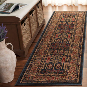 Safavieh Mahal Traditional Area Rug In Striking Red And Natural, Crafted In Turkey For Timeless Elegance Navy ,Natural Polypropylene Mah697e-3r