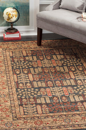 Safavieh Mahal Traditional Area Rug In Striking Red And Natural, Crafted In Turkey For Timeless Elegance Navy ,Natural Polypropylene Mah697e-3r