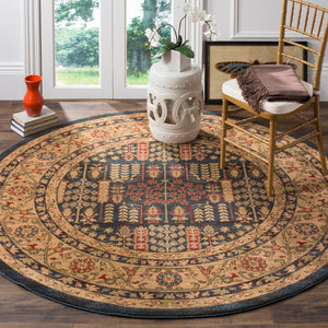 Safavieh Mahal Traditional Area Rug In Striking Red And Natural, Crafted In Turkey For Timeless Elegance Navy ,Natural Polypropylene Mah697e-3r