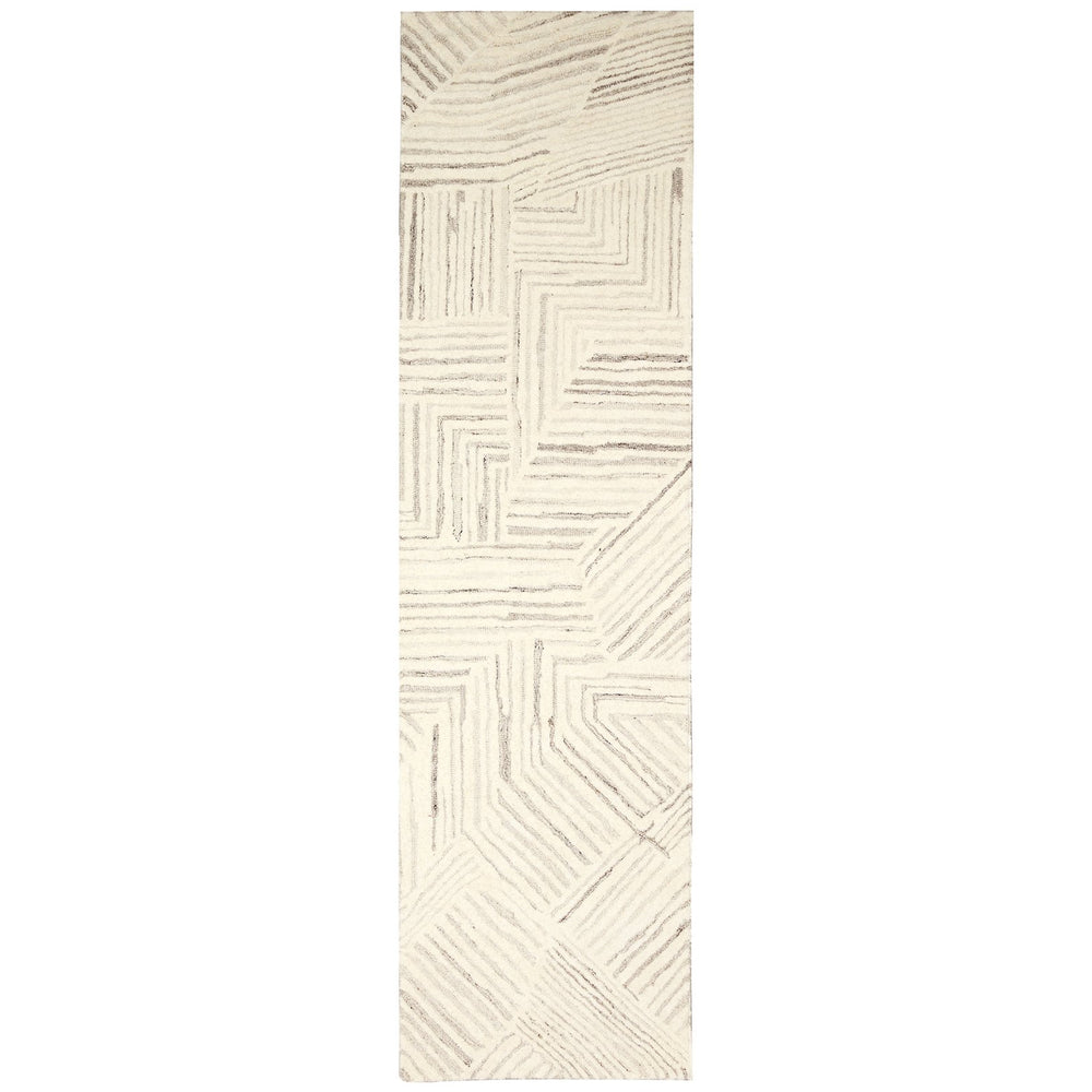 Trans Ocean Liora Manne Madison Modern Area Rug - Hand-tufted Wool, Geometric Design, 2' X 7'6" Accent Piece Natural Wool Mair8956212