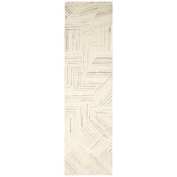 Trans Ocean Liora Manne Madison Modern Area Rug - Hand-tufted Wool, Geometric Design, 2' X 7'6" Accent Piece Natural Wool Mair8956212