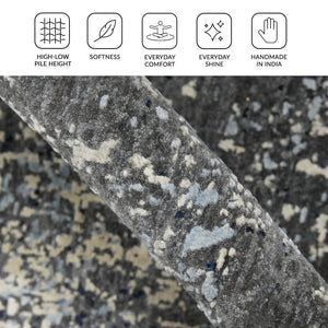 Amer Rugs Majestic Hand-knotted Premium Wool And Silk Area Rug - Bold Contemporary Design For Luxurious Spaces Dark Gray Wool, Silk Maj10810