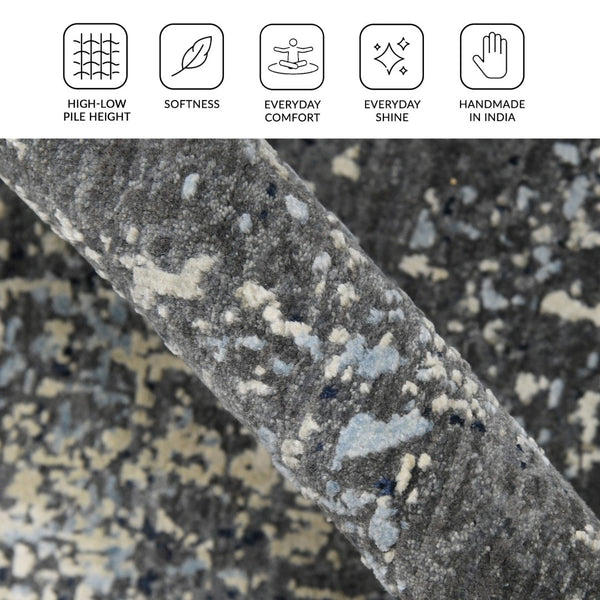 Amer Rugs Majestic Hand-knotted Premium Wool And Silk Area Rug - Bold Contemporary Design For Luxurious Spaces Dark Gray Wool, Silk Maj10810