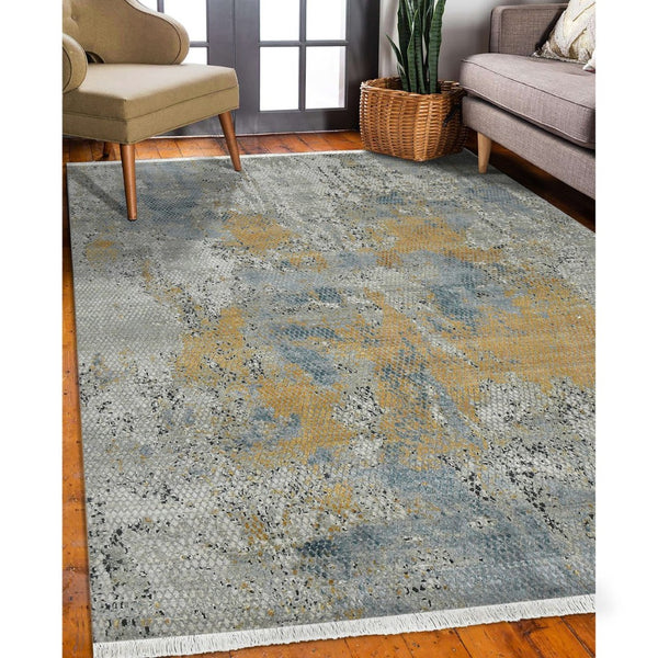 Amer Rugs Majestic Hand-knotted Premium Wool And Silk Area Rug - Bold Contemporary Design For Luxurious Spaces Blue Wool, Silk Maj100203
