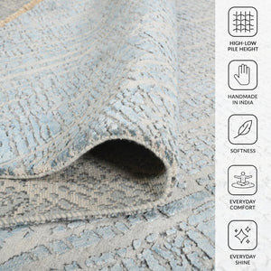 Amer Rugs Majestic Hand-knotted Premium Wool And Silk Area Rug - Bold Contemporary Design For Luxurious Spaces Blue Wool, Silk Maj50810