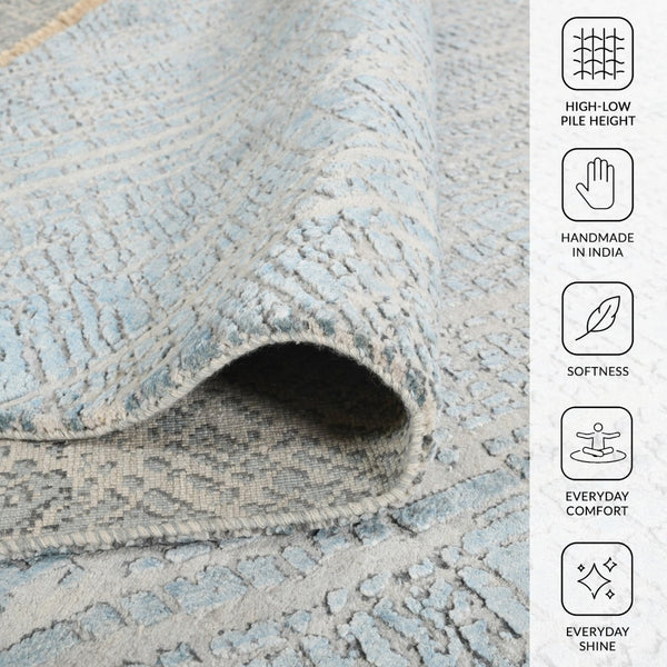 Amer Rugs Majestic Hand-knotted Premium Wool And Silk Area Rug - Bold Contemporary Design For Luxurious Spaces Blue Wool, Silk Maj50810