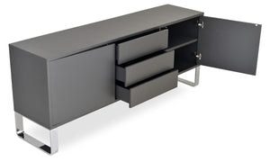 Soho Concept Smile Pouf Malta Sideboard: Walnut Veneer Top, High Gloss Lacquer Finish, Chrome-plated Base, Modern Design Grey  Soho-concept-dining-chair-14011