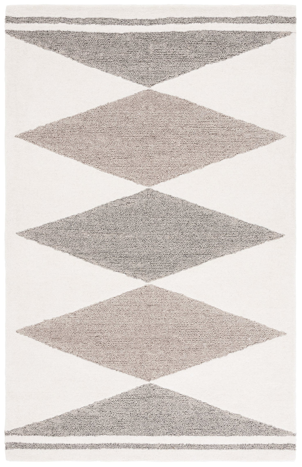 Safavieh Manhattan Hand-tufted Area Rug - Luxurious Eco-friendly Wool Blend With Modern Geometric Design Ivory ,Grey 80% Wool,20% Cotton Man477a-5