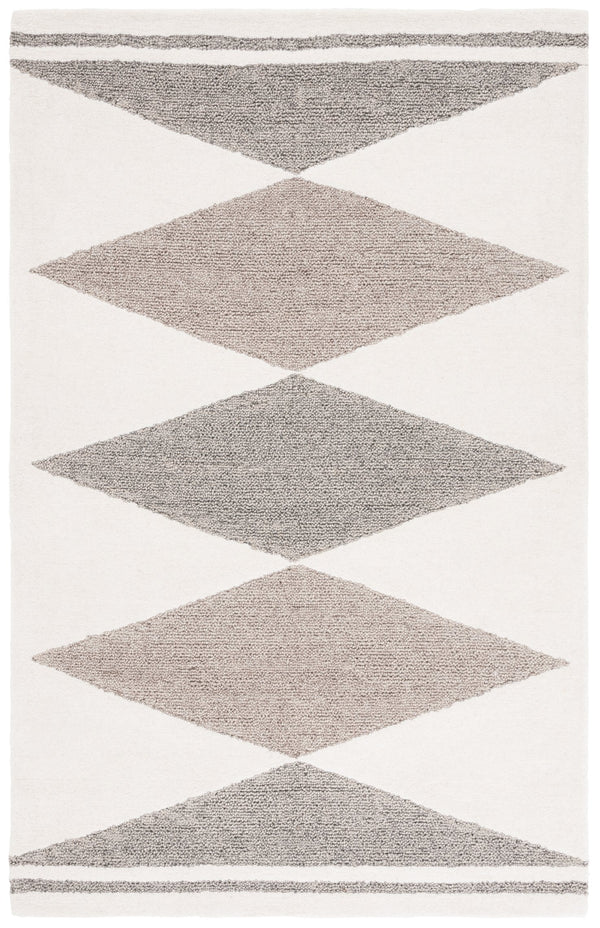 Safavieh Manhattan Hand-tufted Area Rug - Luxurious Eco-friendly Wool Blend With Modern Geometric Design Ivory ,Grey 80% Wool,20% Cotton Man477a-5
