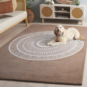 Safavieh Manhattan Medium Rectangle Area Rug - Hand-tufted Elegance With Luxurious Comfort For Modern Spaces Brown ,Ivory 80% Wool,20% Cotton Man478t-5