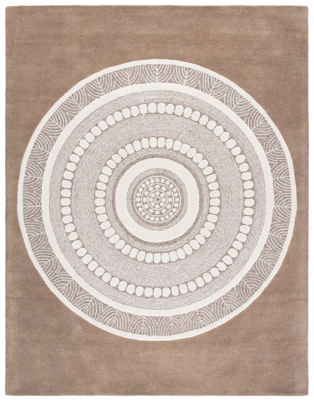 Safavieh Manhattan Medium Rectangle Area Rug - Hand-tufted Elegance With Luxurious Comfort For Modern Spaces Brown ,Ivory 80% Wool,20% Cotton Man478t-8