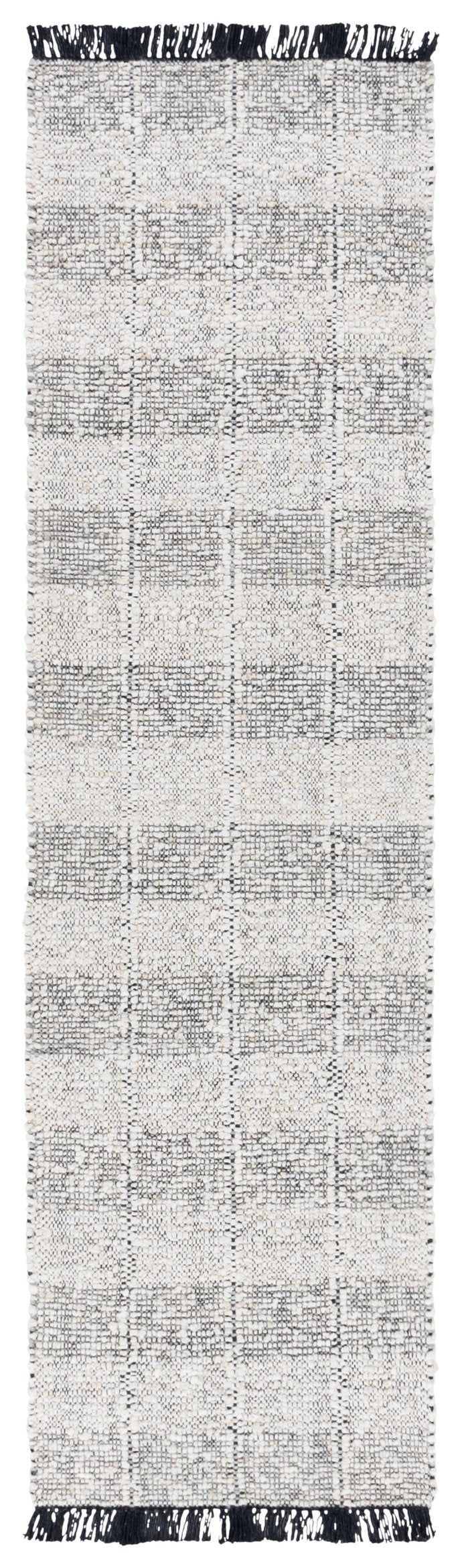 Safavieh Manhattan Hand-woven Runner Area Rug - Luxurious Premium Wool Blend For Modern Home Décor Elegance Ivory ,Black 85% Wool,15% Cotton Man677a-28