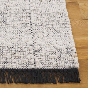 Safavieh Manhattan Hand-woven Runner Area Rug - Luxurious Premium Wool Blend For Modern Home Décor Elegance Ivory ,Black 85% Wool,15% Cotton Man677a-5