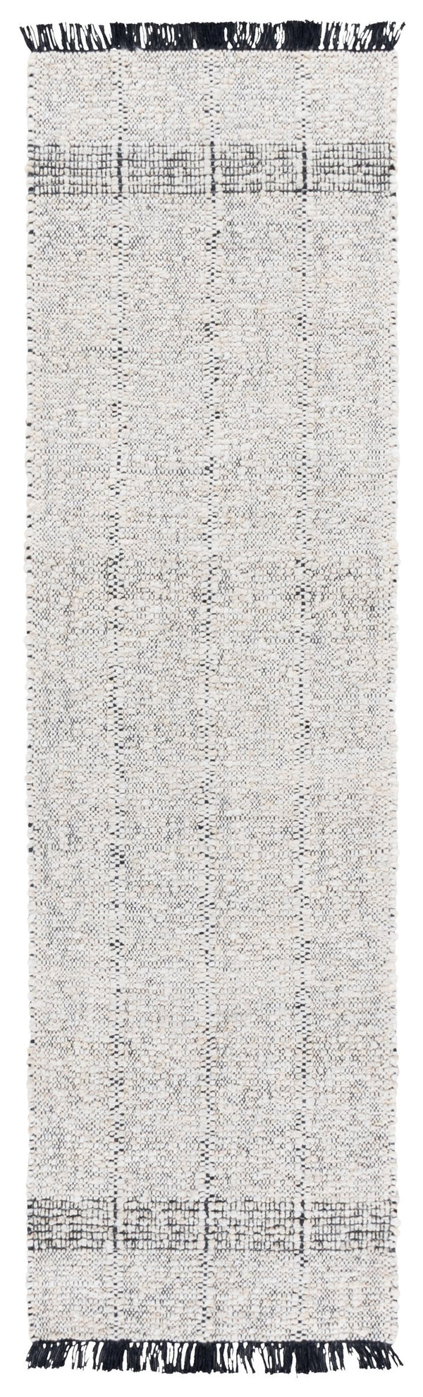 Safavieh Manhattan Modern Runner Rug - Luxurious Hand-woven Wool Blend With Stunning Design For Elegant Spaces Ivory ,Black 85% Wool,15% Cotton Man678a-28