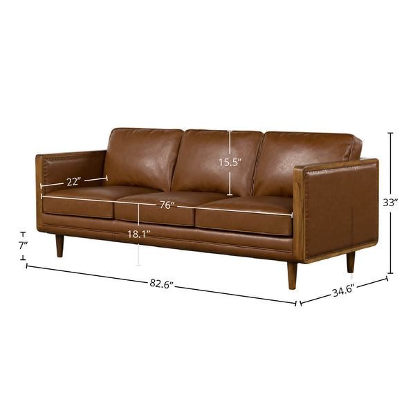 Lh Imports Las Vegas Mandalay Sofa - Chic Vegan Nut Design With Durable Frame And Easy-clean Cushions Brown Timber,Pine,Vegan Leather,Hd Pu Foam,Polyester Fiber,Down,Plywood,Rubberwood Mand-08-vw