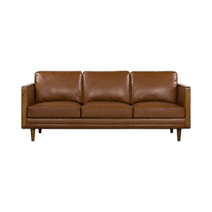 Lh Imports Las Vegas Mandalay Sofa - Chic Vegan Nut Design With Durable Frame And Easy-clean Cushions Brown Timber,Pine,Vegan Leather,Hd Pu Foam,Polyester Fiber,Down,Plywood,Rubberwood Mand-08-vw