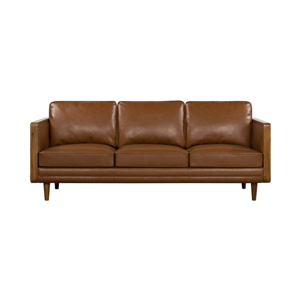Lh Imports Las Vegas Mandalay Sofa - Chic Vegan Nut Design With Durable Frame And Easy-clean Cushions Brown Timber,Pine,Vegan Leather,Hd Pu Foam,Polyester Fiber,Down,Plywood,Rubberwood Mand-08-vw