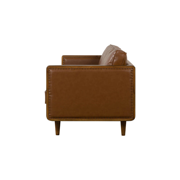 Lh Imports Las Vegas Mandalay Sofa - Chic Vegan Nut Design With Durable Frame And Easy-clean Cushions Brown Timber,Pine,Vegan Leather,Hd Pu Foam,Polyester Fiber,Down,Plywood,Rubberwood Mand-08-vw