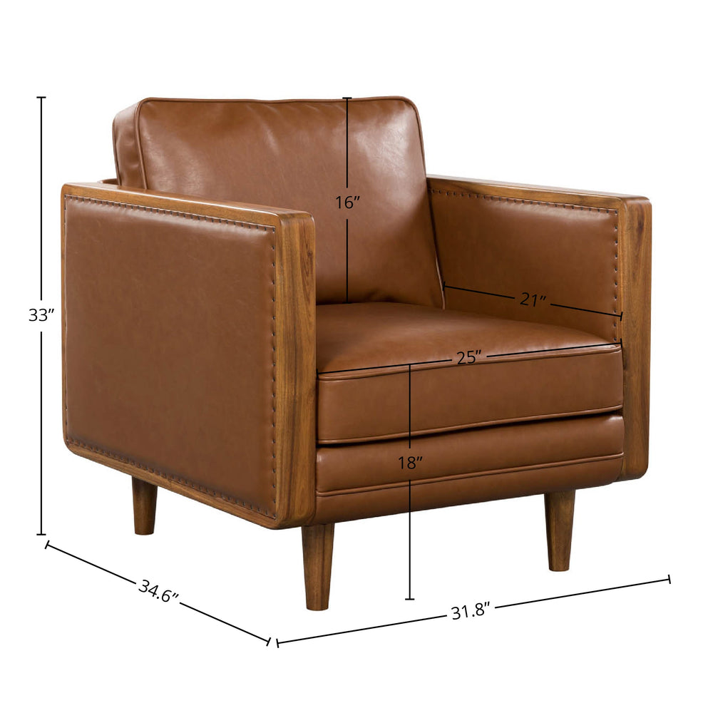 Lh Imports Las Vegas Mandalay Club Chair - Stylish Vegan Leather With Removable Cushions For Easy Cleaning Brown Timber,Pine,Vegan Leather,Hd Pu Foam,Polyester Fiber,Down,Plywood,Rubberwood Mand-10-vw
