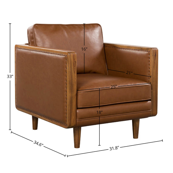 Lh Imports Las Vegas Mandalay Club Chair - Stylish Vegan Leather With Removable Cushions For Easy Cleaning Brown Timber,Pine,Vegan Leather,Hd Pu Foam,Polyester Fiber,Down,Plywood,Rubberwood Mand-10-vw