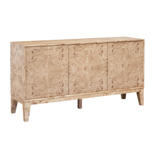 Lh Imports Mappa 3 Door Sideboard - Luxurious Light Burl Storage Solution For Stylish Home Décor And Organizing Beige Mdf Oak Veneer,Burl Mappa Veneer Mapp003b
