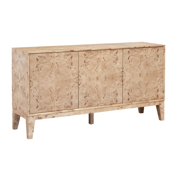 Lh Imports Mappa 3 Door Sideboard - Luxurious Light Burl Storage Solution For Stylish Home Décor And Organizing Beige Mdf Oak Veneer,Burl Mappa Veneer Mapp003b