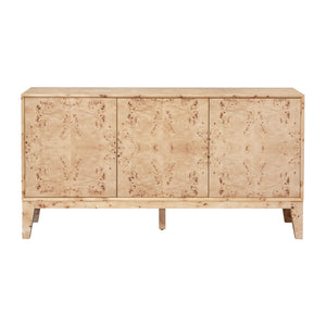Lh Imports Mappa 3 Door Sideboard - Luxurious Light Burl Storage Solution For Stylish Home Décor And Organizing Beige Mdf Oak Veneer,Burl Mappa Veneer Mapp003b
