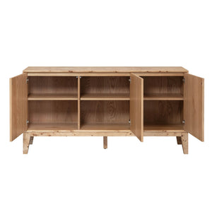 Lh Imports Mappa 3 Door Sideboard - Luxurious Light Burl Storage Solution For Stylish Home Décor And Organizing Beige Mdf Oak Veneer,Burl Mappa Veneer Mapp003b