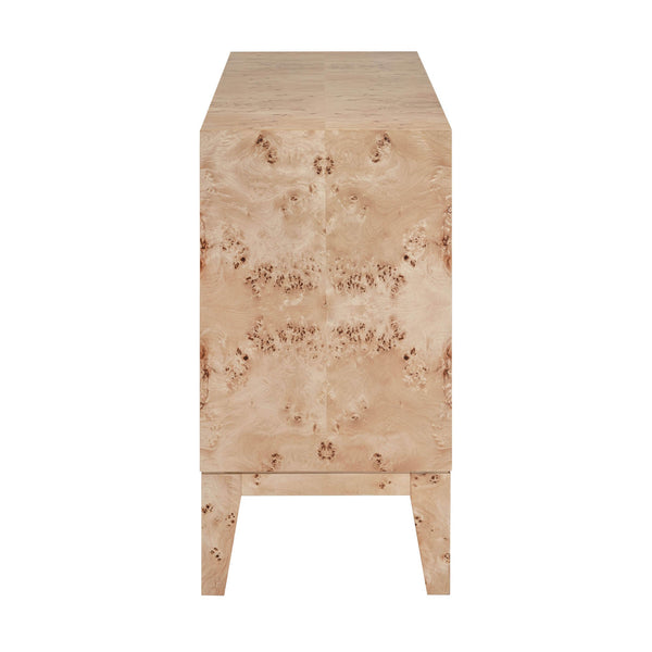 Lh Imports Mappa 3 Door Sideboard - Luxurious Light Burl Storage Solution For Stylish Home Décor And Organizing Beige Mdf Oak Veneer,Burl Mappa Veneer Mapp003b
