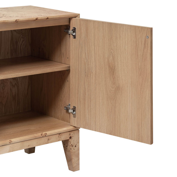 Lh Imports Mappa 3 Door Sideboard - Luxurious Light Burl Storage Solution For Stylish Home Décor And Organizing Beige Mdf Oak Veneer,Burl Mappa Veneer Mapp003b