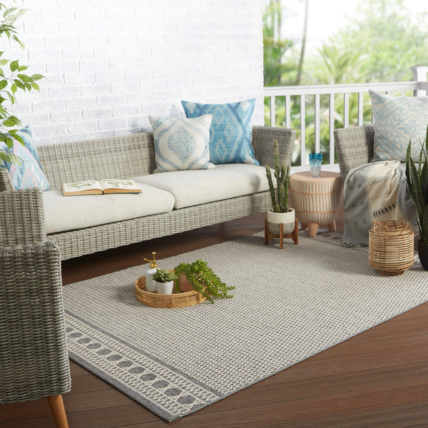 Jaipur Living Jaipur Living Vella Geometric Trellis Indoor Outdoor Polypropylene Low Pile Area Rug Gray 5'X7'6" RUG147401