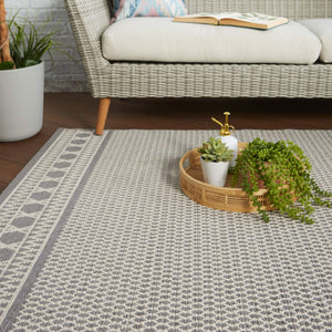Jaipur Living Jaipur Living Vella Geometric Trellis Indoor Outdoor Polypropylene Low Pile Area Rug Gray 5'X7'6" RUG147401