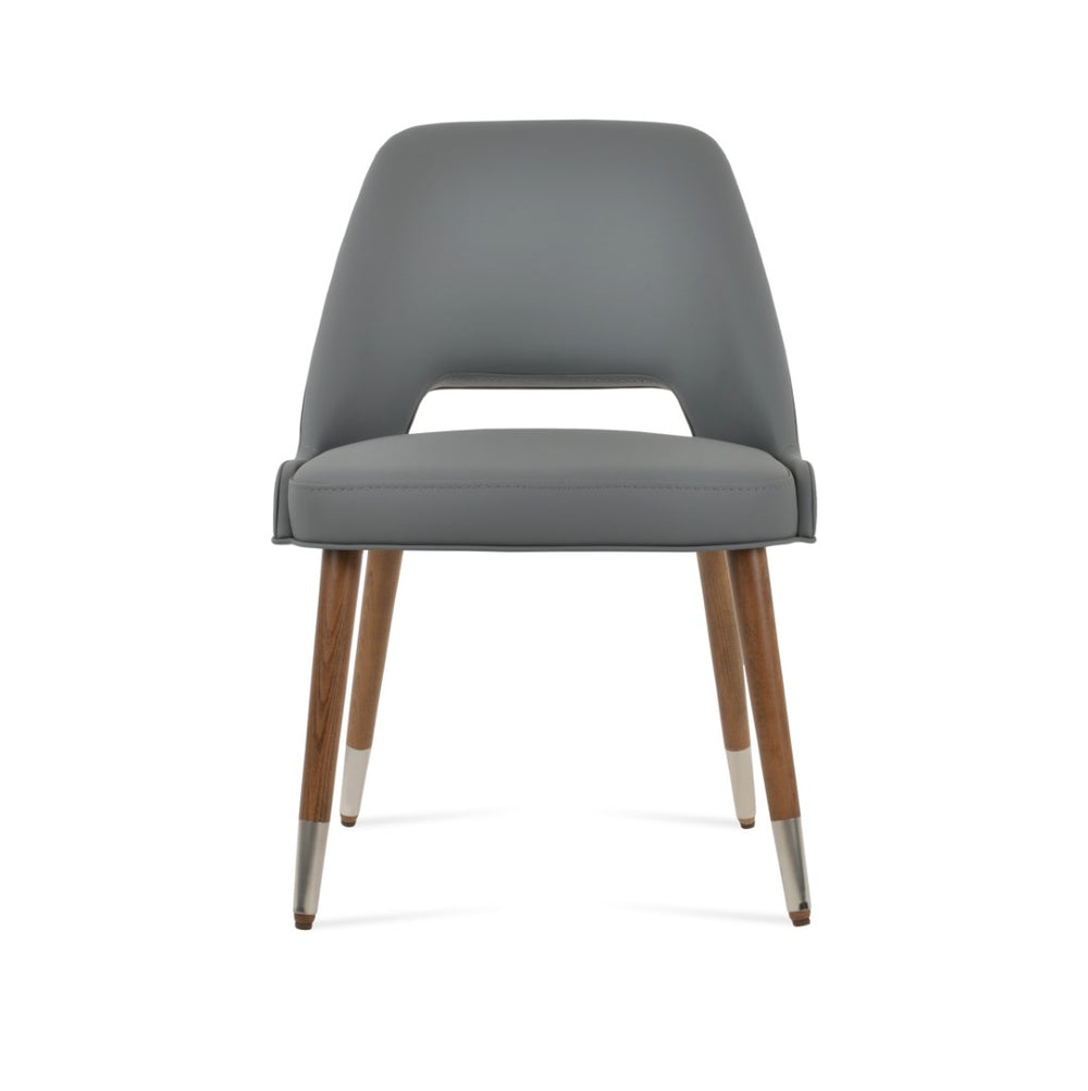 Soho Concept Marash Wood Metal Ring Dining Chair - Elegant Boucle Fabric, 10-year Guarantee, Modern Design Walnut,Grey Solid Wood (Beech) Walnut Finished Metal Ring Soho-concept-dining-chair-04533